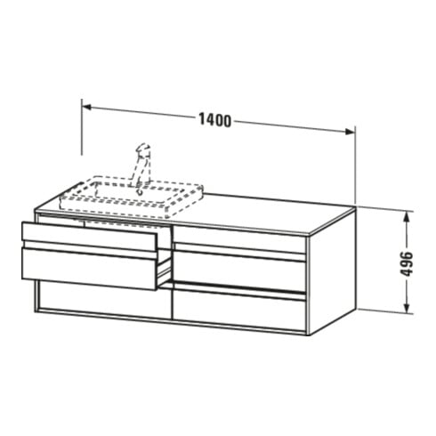 Duravit Waschtischunterschrank Ketho 140x55x49,6cm, f EWT, 4 La, B bs, Ei Nat