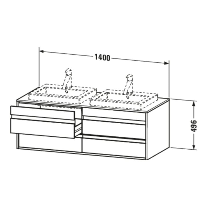 Duravit Waschtischunterschrank Ketho 140x55x49,6cm, f EWT, 4 La, B bs, lei