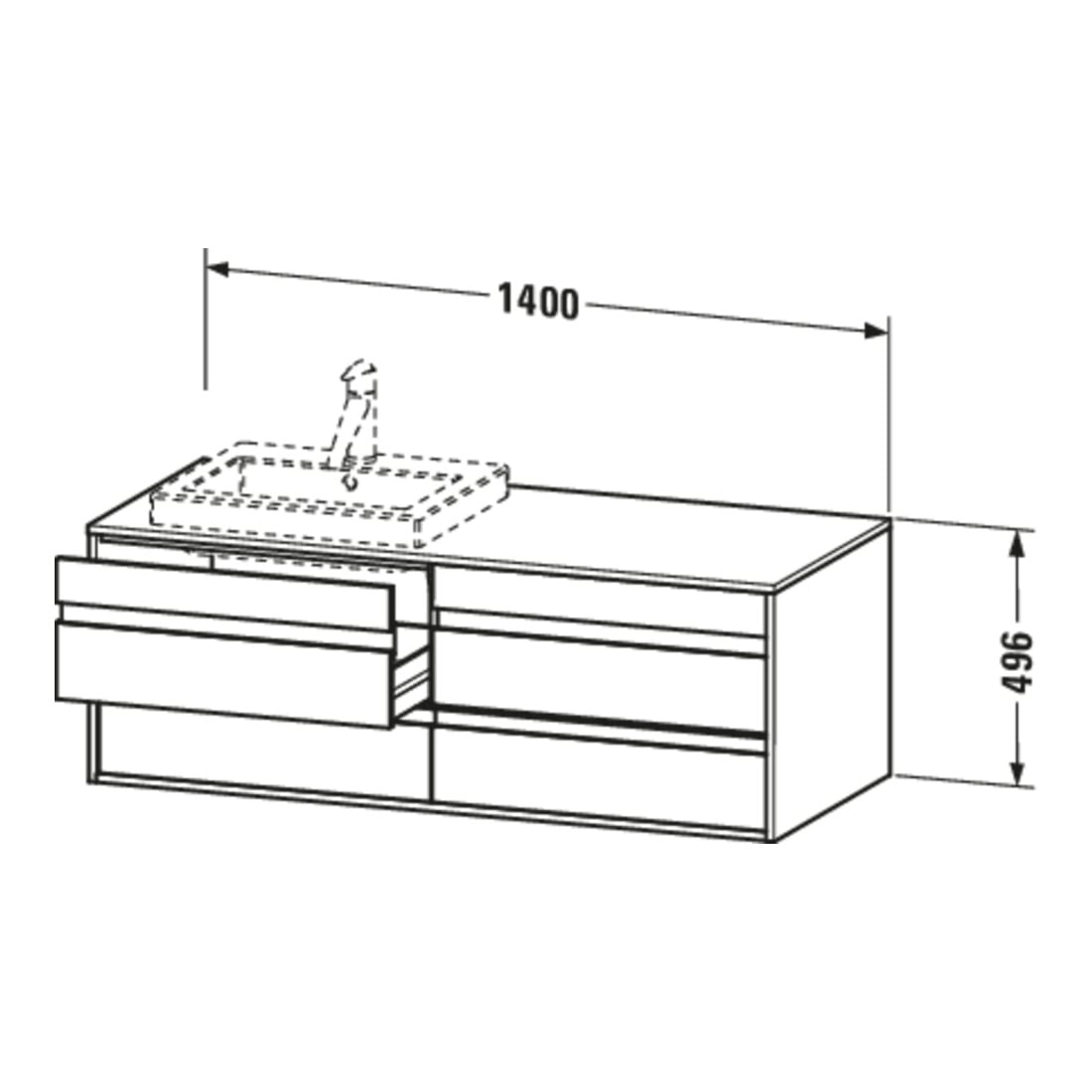 Duravit Waschtischunterschrank Ketho 140x55x49,6cm, f EWT, 4 La, B bs, we ma