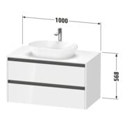 Duravit Waschtischunterschrank Ketho.2 100x55cm, E ma, Pl m 1 Ausschn, wandhängend-3