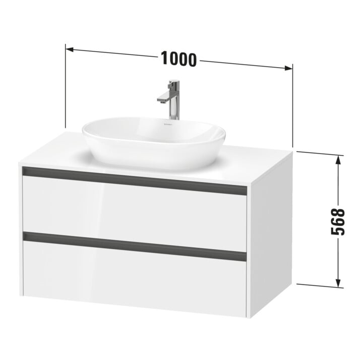 Duravit Waschtischunterschrank Ketho.2 100x55cm, gra m, Pl m 1 Ausschn, wandhängend