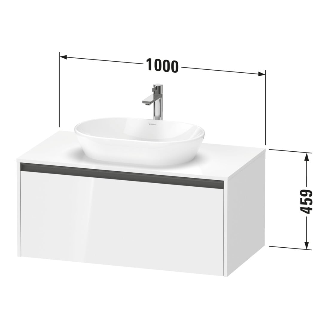 Duravit Waschtischunterschrank Ketho.2 100x55cm, w g, Pl m 1 Ausschn, wandhängend