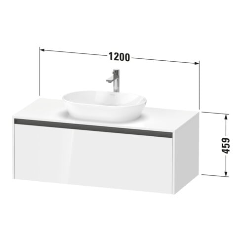 Duravit Waschtischunterschrank Ketho.2 120x55cm, E s, Pl m 1 Ausschn, wandhängend