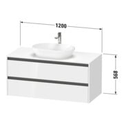 Duravit Waschtischunterschrank Ketho.2 120x55cm, N d, Pl m 1 Ausschn, wandhängend-3