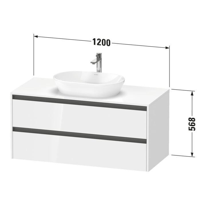 Duravit Waschtischunterschrank Ketho.2 120x55cm, T m, Pl m 1 Ausschn, wandhängend