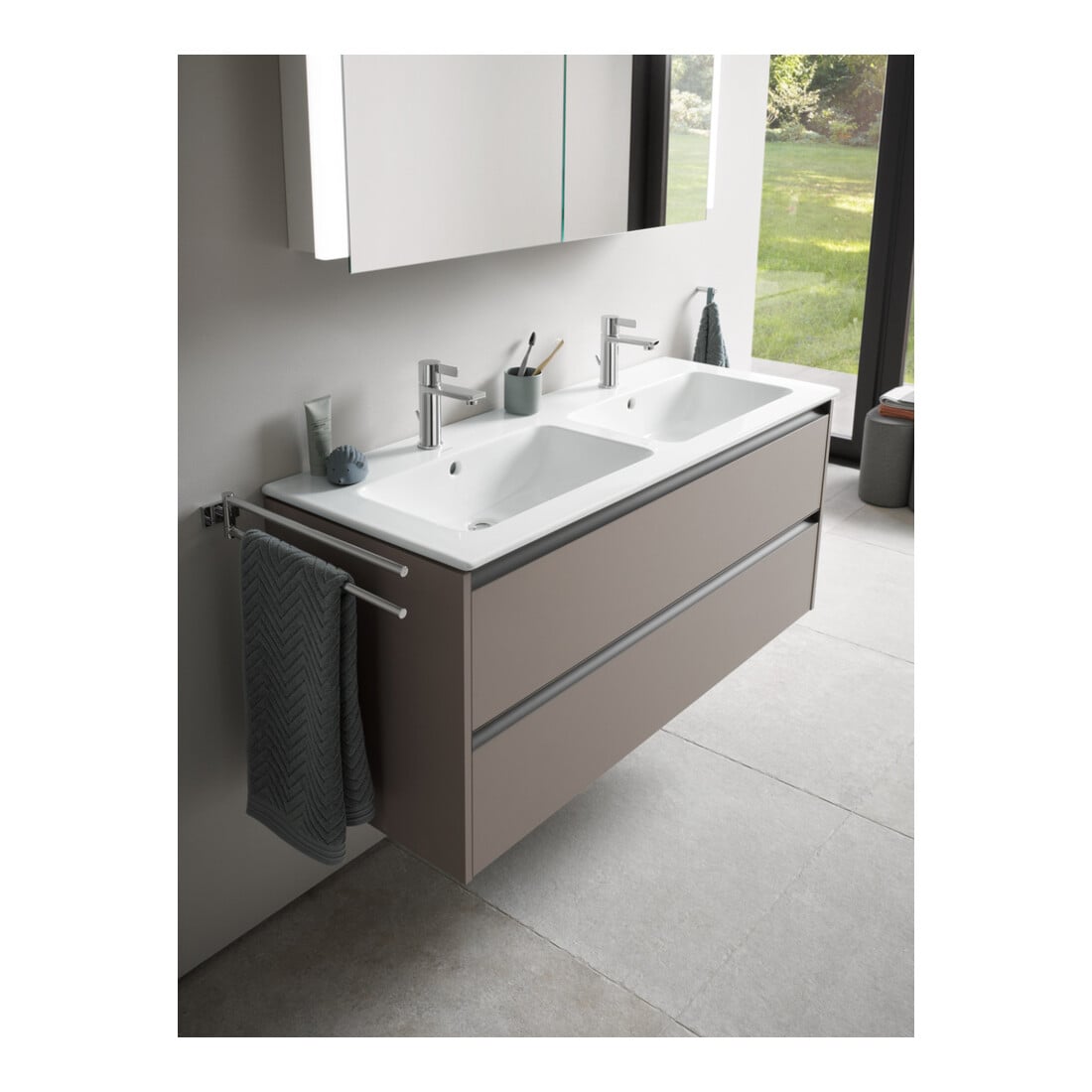 Duravit Waschtischunterschrank Ketho.2 128x48x55cm, 2 Schub., wandhängend, bas. matt