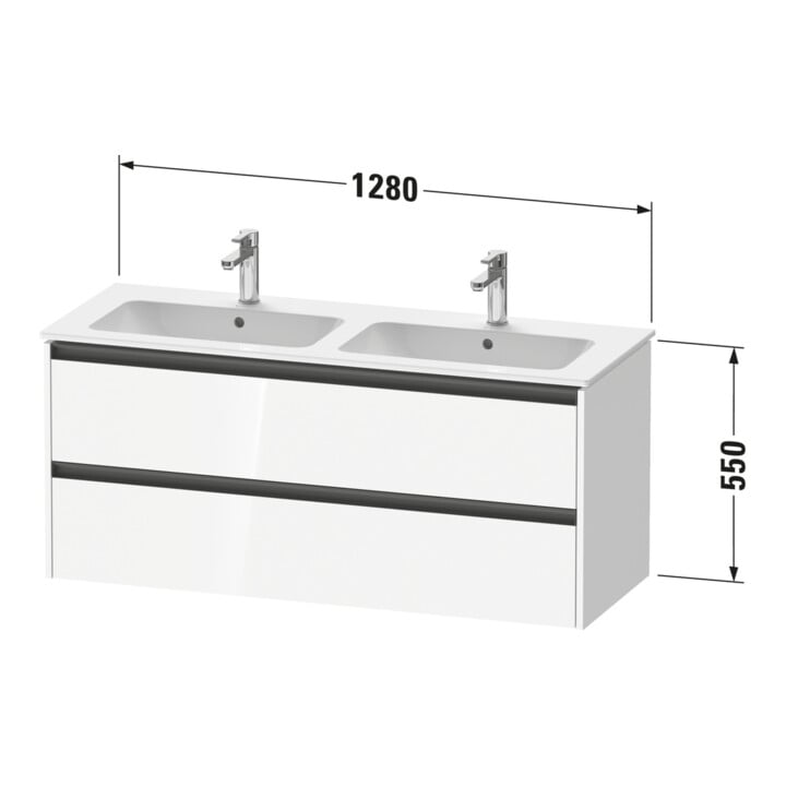 Duravit Waschtischunterschrank Ketho.2 128x48x55cm, 2 Schub., wandhängend, we. matt