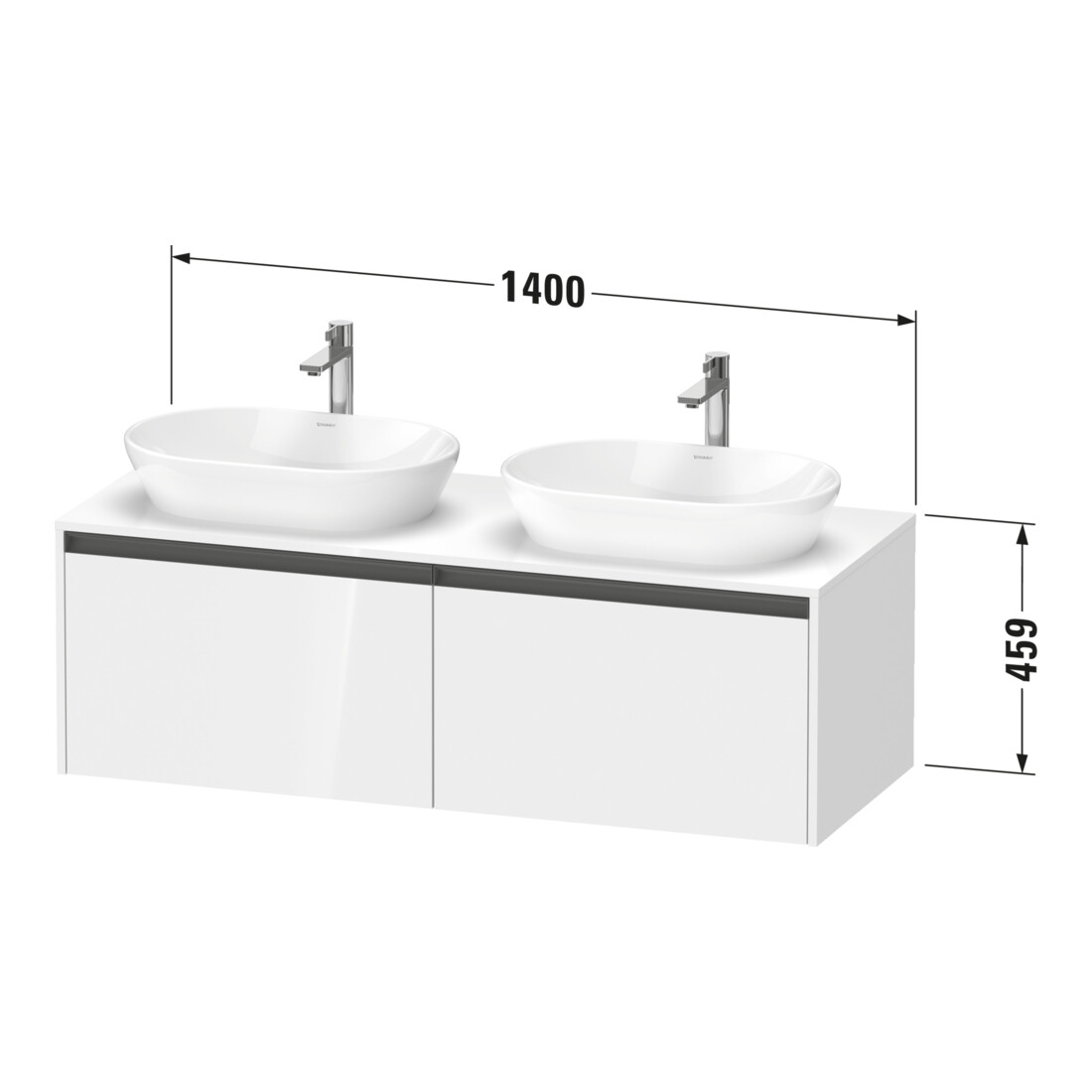 Duravit Waschtischunterschrank Ketho.2 140x55cm, B bs, Ei Nat, 2 Ausz., wandhängend