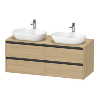 Duravit Waschtischunterschrank Ketho.2 140x55cm, B bs, Ei Nat, 4 Schub., wandhängend