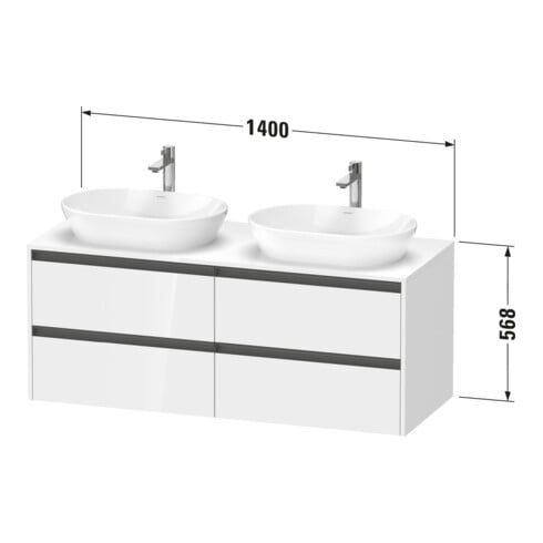 Duravit Waschtischunterschrank Ketho.2 140x55cm, B bs, Ei Nat, 4 Schub., wandhängend