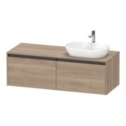 Duravit Waschtischunterschrank Ketho.2 140x55cm, B re, Ei marm., 2 Ausz., wandhängend