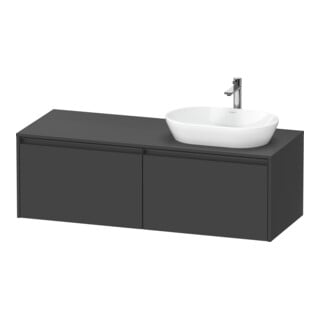 Duravit Waschtischunterschrank Ketho.2 140x55cm, B re, graph ma, 2 Ausz., wandhängend