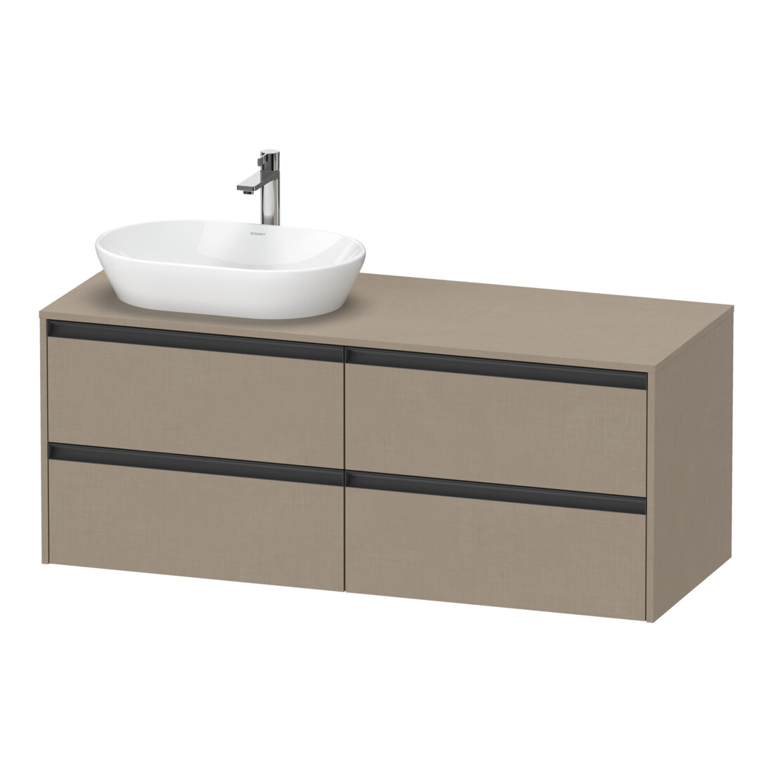 Duravit Waschtischunterschrank Ketho.2 140x55cm, Beck. li, lei, 4 Schub., wandhängend