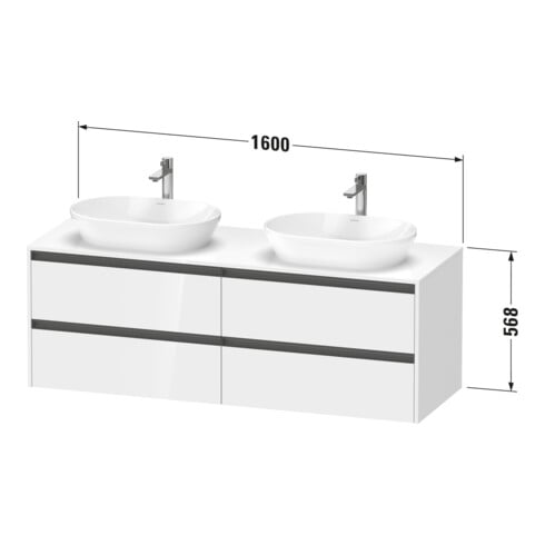 Duravit Waschtischunterschrank Ketho.2 160x55cm, B bs, Ei sw, 4 Schub., wandhängend