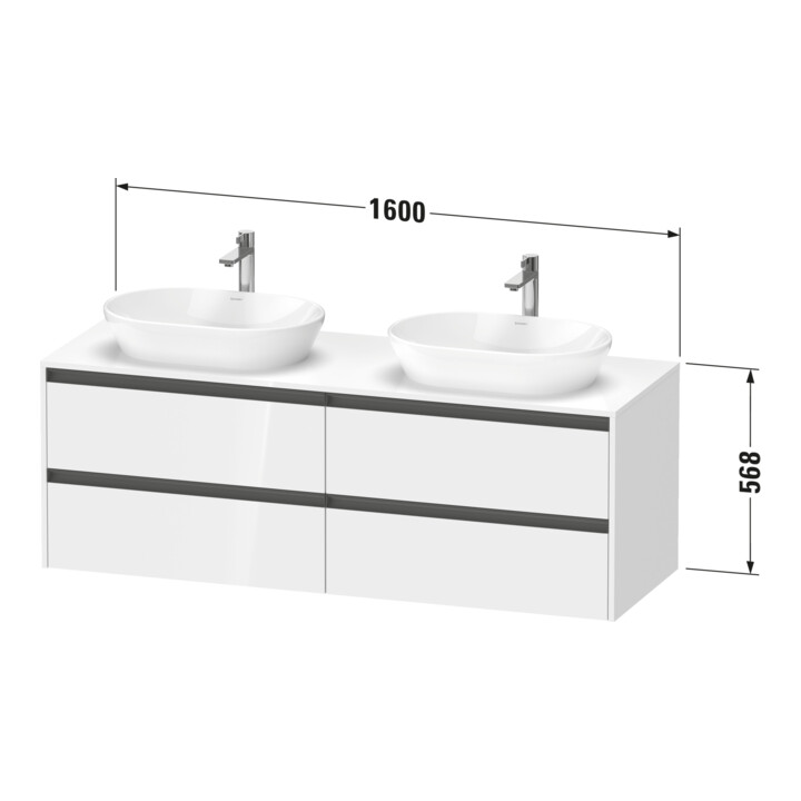 Duravit Waschtischunterschrank Ketho.2 160x55cm, B bs, gra m, 4 Schub., wandhängend