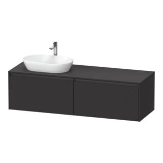 Duravit Waschtischunterschrank Ketho.2 160x55cm, B L, gra matt, 2 Ausz., wandhängend