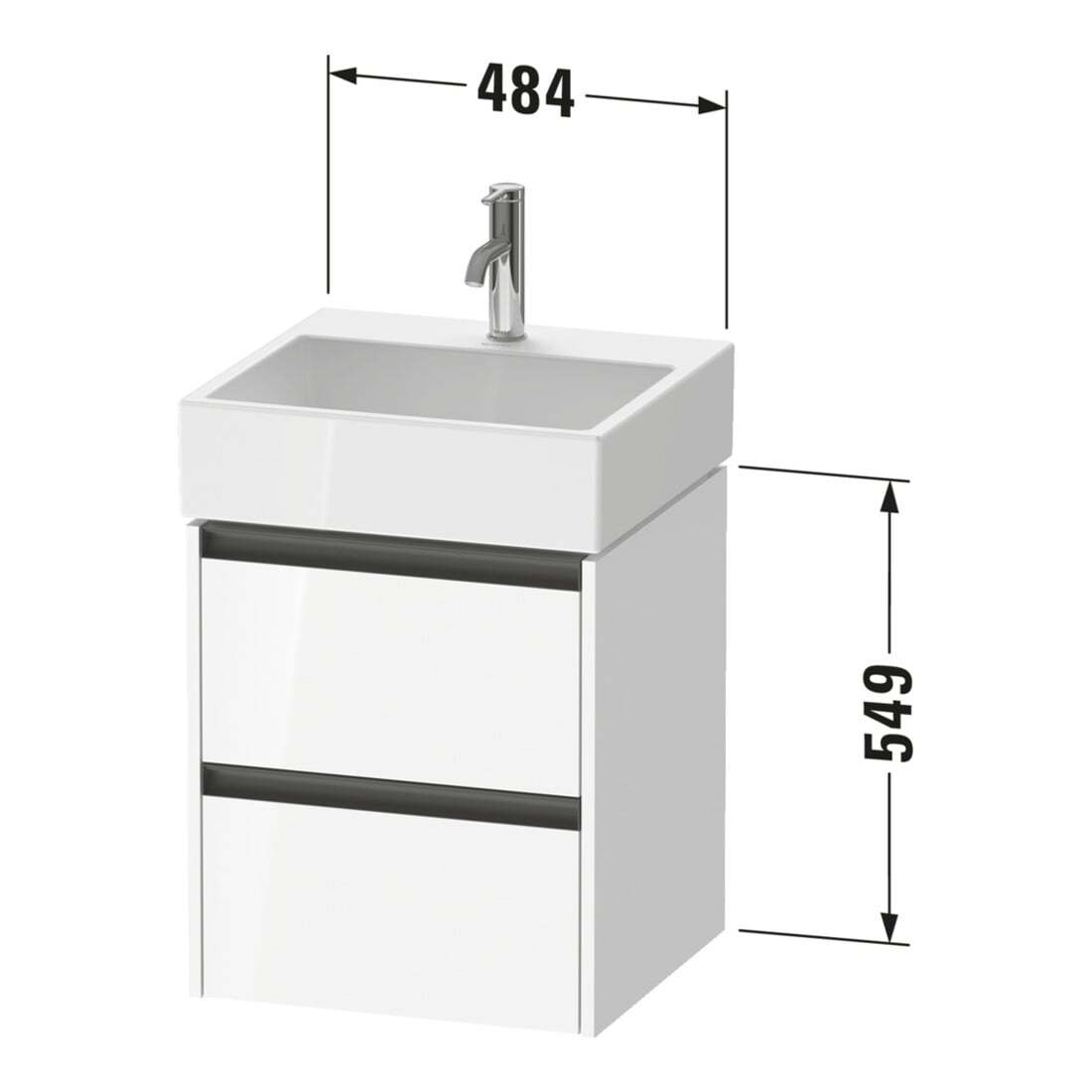 Duravit Waschtischunterschrank Ketho.2 48,4x46cm, graph ma, 2 Schub., wandhängend
