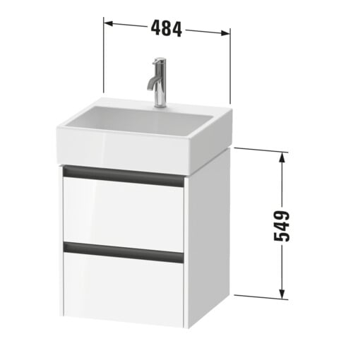Duravit Waschtischunterschrank Ketho.2 48,4x46cm, graph matt, 2 Schub., wandhängend