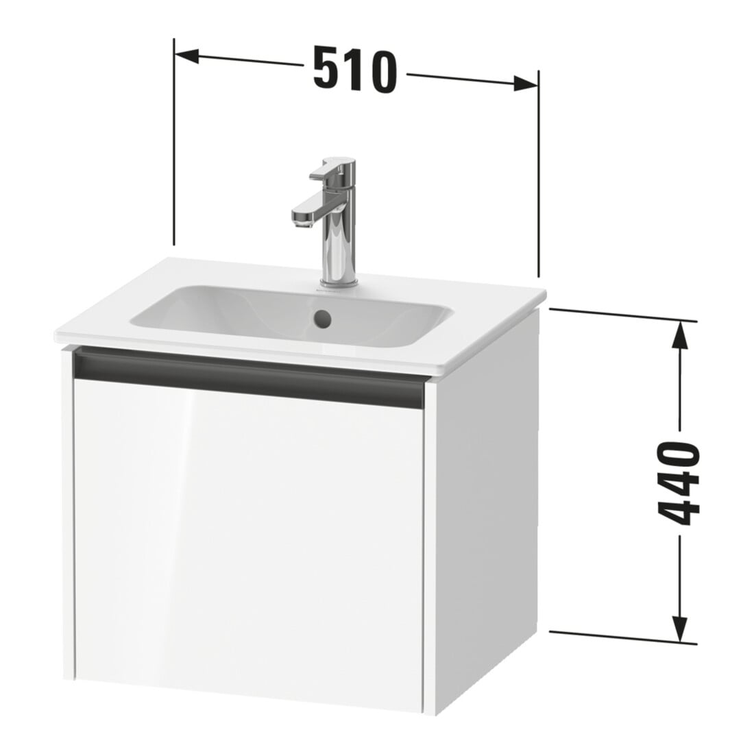 Duravit Waschtischunterschrank Ketho.2 51x42x44cm, 1 Ausz., wandhängend, Ei marm.