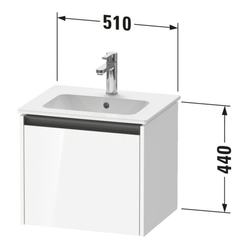 Duravit Waschtischunterschrank Ketho.2 51x42x44cm, 1 Ausz., wandhängend, we. matt