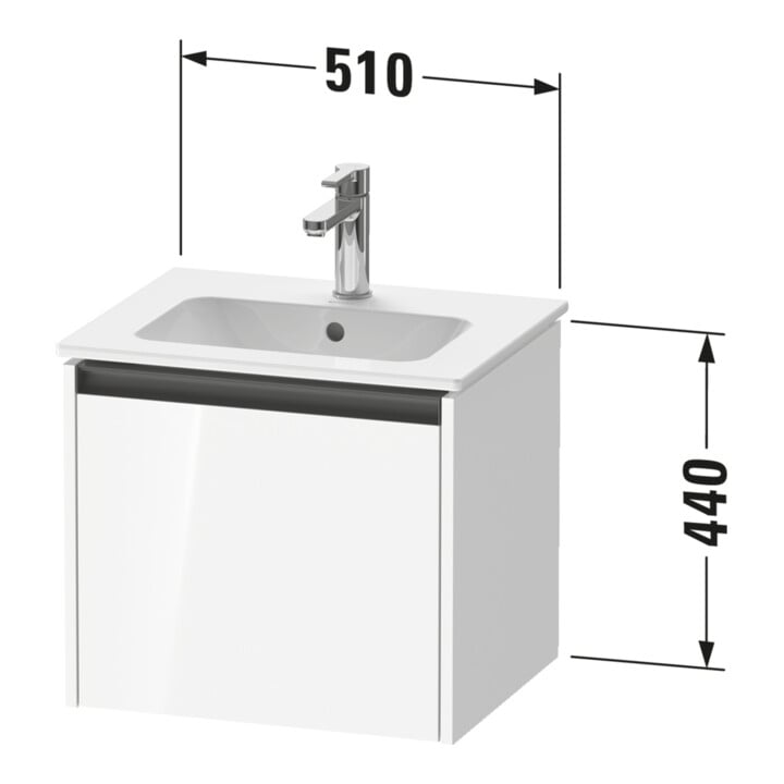 Duravit Waschtischunterschrank Ketho.2 51x42x44cm, 1 Ausz., wandhängend, we. matt