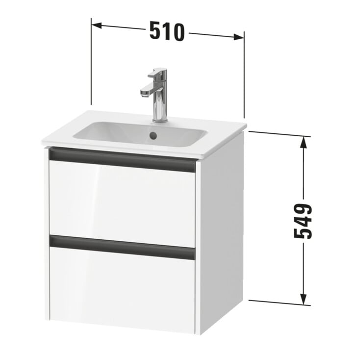 Duravit Waschtischunterschrank Ketho.2 51x42x54,9cm, 2 SBK, wandhängend, graph matt