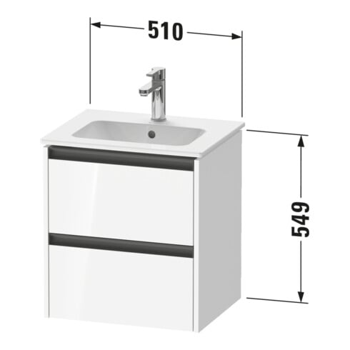 Duravit Waschtischunterschrank Ketho.2 51x42x54,9cm, 2 Schub., wandhängend, graph ma