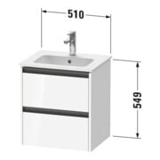 Duravit Waschtischunterschrank Ketho.2 51x42x54,9cm, 2 Schub., wandhängend, Tau matt-3