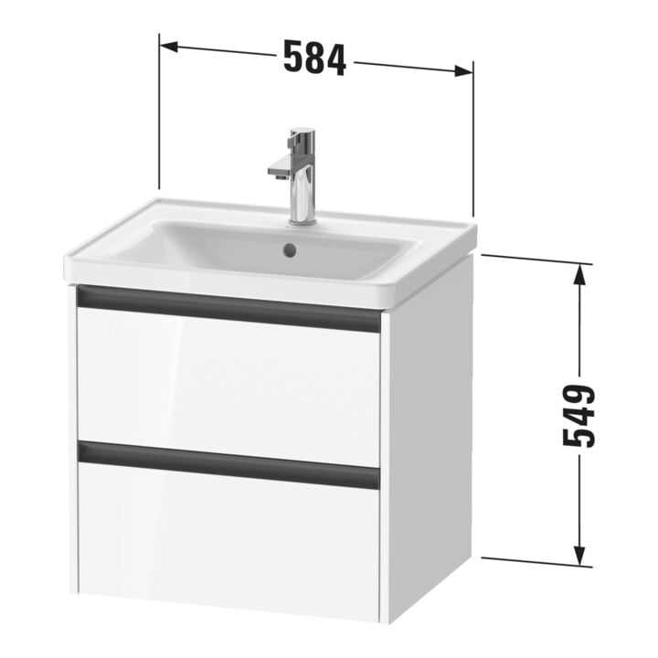 Duravit Waschtischunterschrank Ketho.2 58,4x45,5cm, Ei marm., 2 Schub., wandhängend