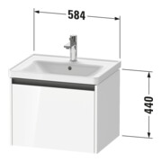 Duravit Waschtischunterschrank Ketho.2 58,4x45,5cm, graph matt, 1 Ausz., wandhängend-3