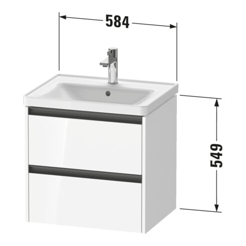 Duravit Waschtischunterschrank Ketho.2 58,4x45,5cm, graph matt, 2 Schub., wandhängend