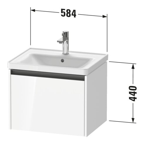 Duravit Waschtischunterschrank Ketho.2 58,4x45,5cm, Tau matt, 1 Ausz., wandhängend