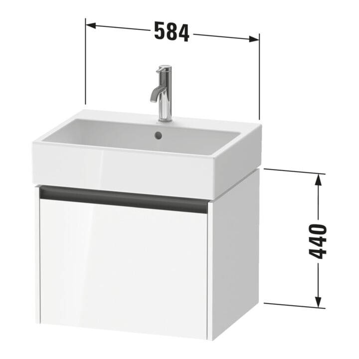 Duravit Waschtischunterschrank Ketho.2 58,4x46cm, graph ma, 1 Ausz., wandhängend