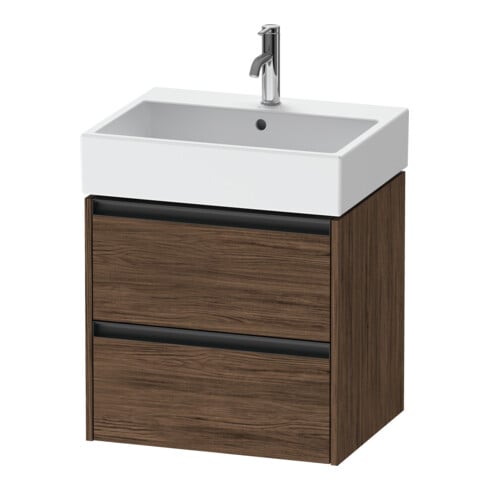 Duravit Waschtischunterschrank Ketho.2 58,4x46cm, Nussb dkl., 2 Schub., wandhängend