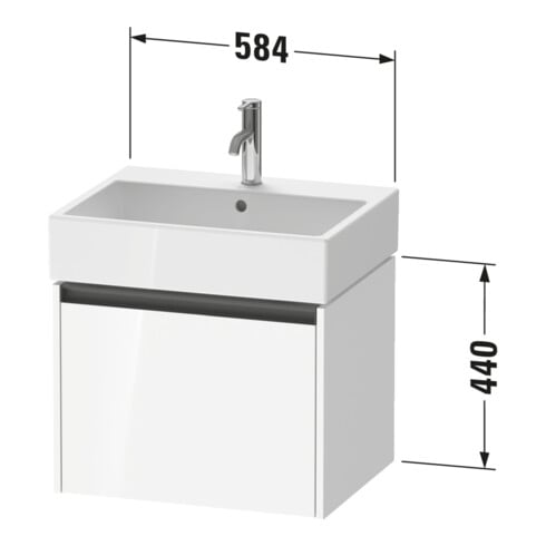 Duravit Waschtischunterschrank Ketho.2 58,4x46cm, Tau ma, 1 Auszug, wandhängend