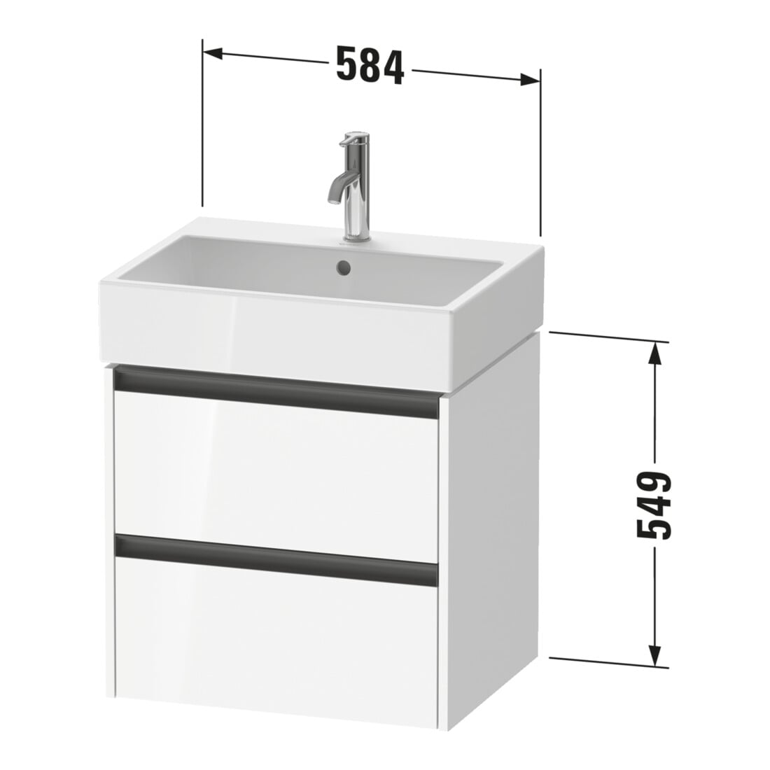 Duravit Waschtischunterschrank Ketho.2 58,4x46cm, we. hgl, 2 Schub., wandhängend