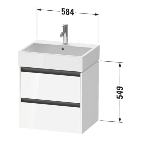 Duravit Waschtischunterschrank Ketho.2 58,4x46cm, we. ma, 2 Schub., wandhängend