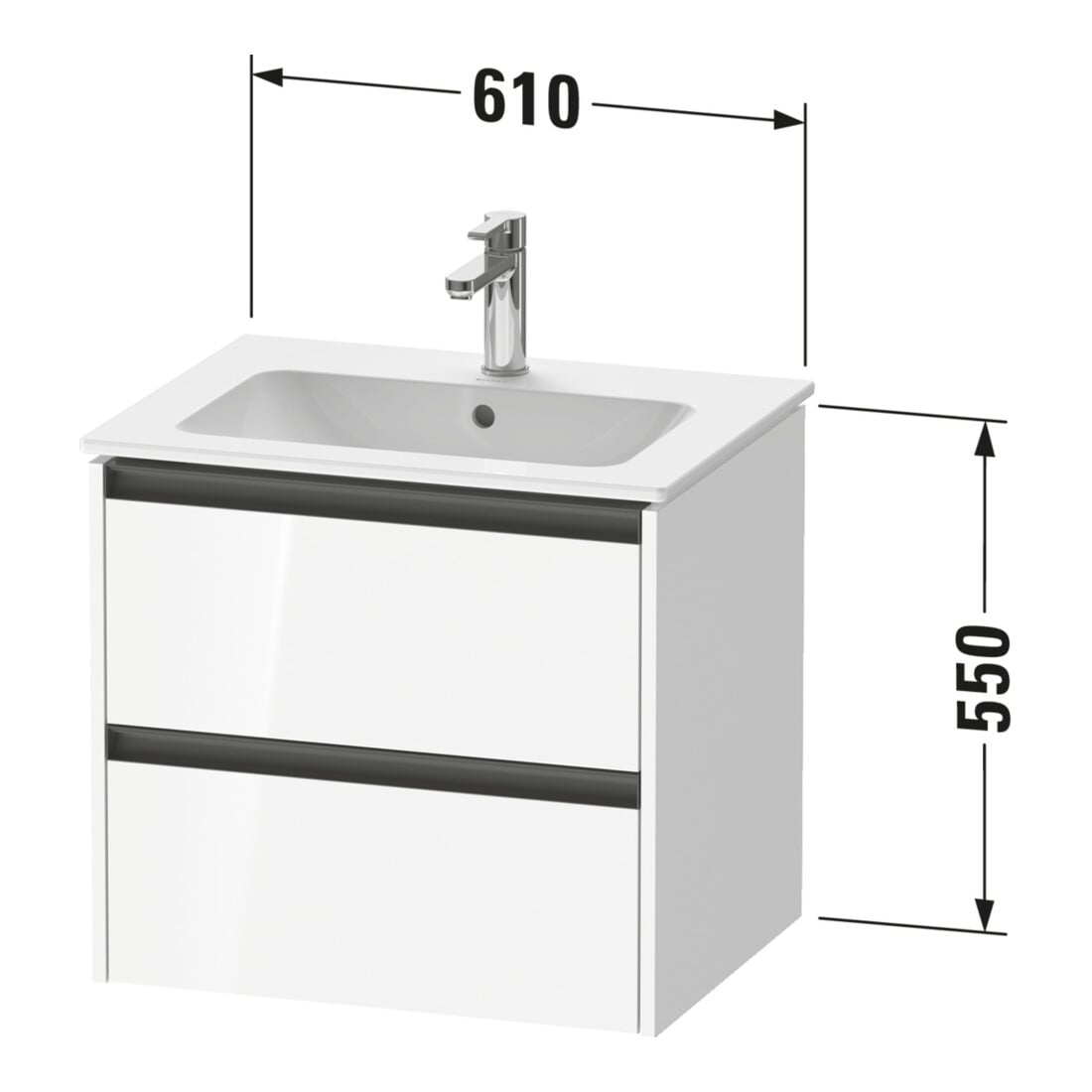 Duravit Waschtischunterschrank Ketho.2 61x48cm, bas. ma, 2 Schub., wandhängend