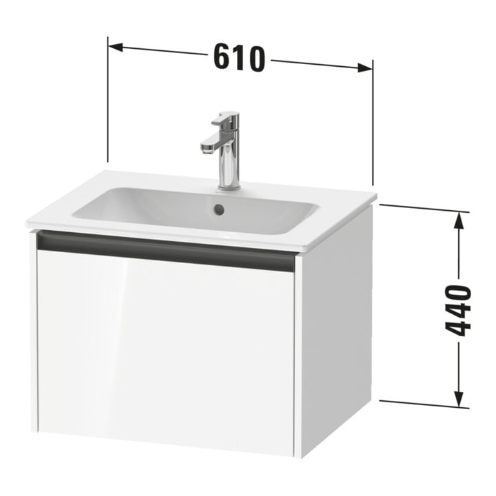 Duravit Waschtischunterschrank Ketho.2 61x48cm, graph ma, 1 Auszug, wandhängend