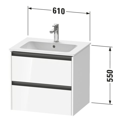 Duravit Waschtischunterschrank Ketho.2 61x48cm, graph matt, 2 Schub., wandhängend