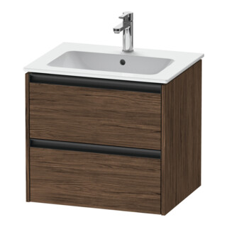 Duravit Waschtischunterschrank Ketho.2 61x48cm, Nussb dkl., 2 Schub., wandhängend