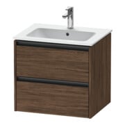 Duravit Waschtischunterschrank Ketho.2 61x48cm, Nussb dkl., 2 Schub., wandhängend