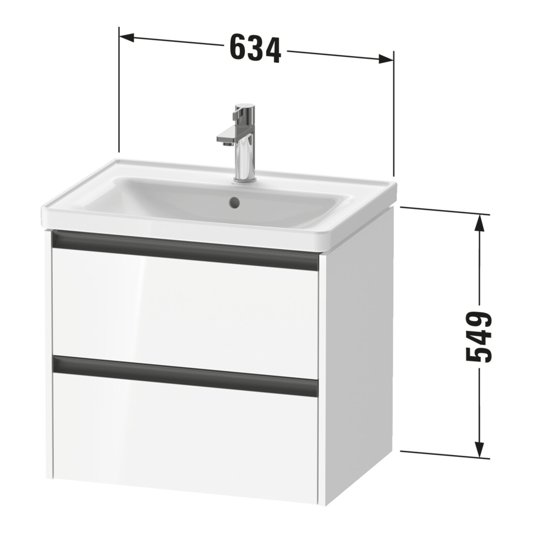 Duravit Waschtischunterschrank Ketho.2 63,4x45,5cm, bas. ma, 2 Schub., wandhängend