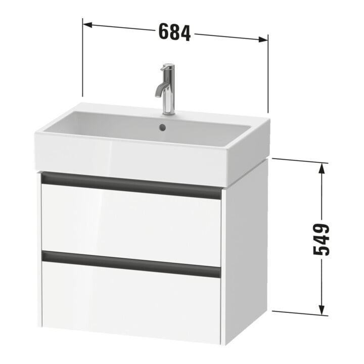 Duravit Waschtischunterschrank Ketho.2 68,4x46cm, graph matt, 2 Schub., wandhängend