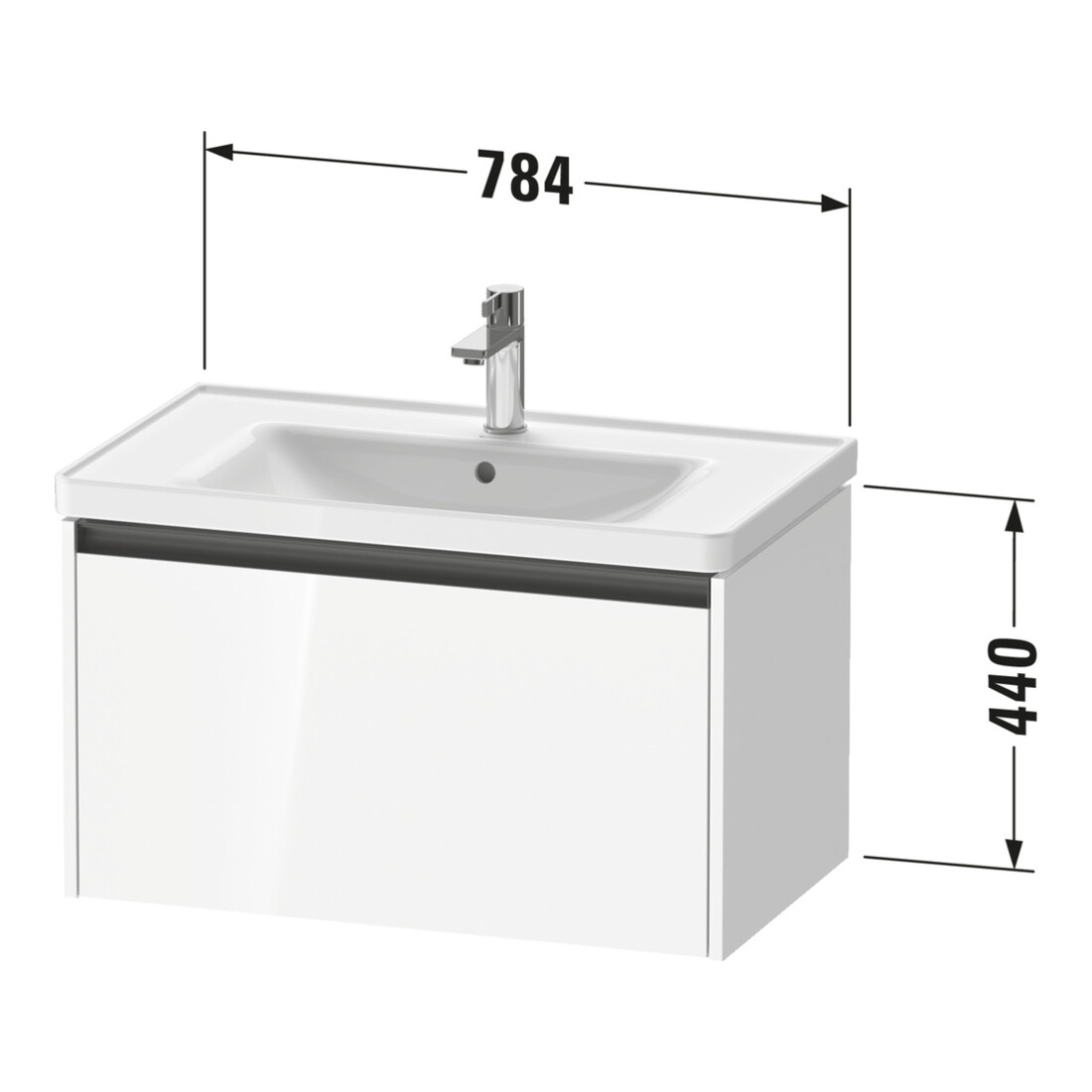 Duravit Waschtischunterschrank Ketho.2 78,4x45,5cm, Ei marm., 1 Ausz., wandhängend