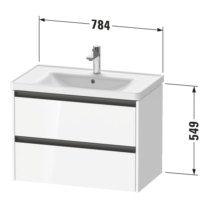 Duravit Waschtischunterschrank Ketho.2 78,4x45,5cm, graph matt, 2 Schub., wandhängend