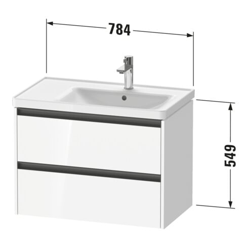 Duravit Waschtischunterschrank Ketho.2 78,4x45,5x54,9cm, f WT m B re, Tau matt