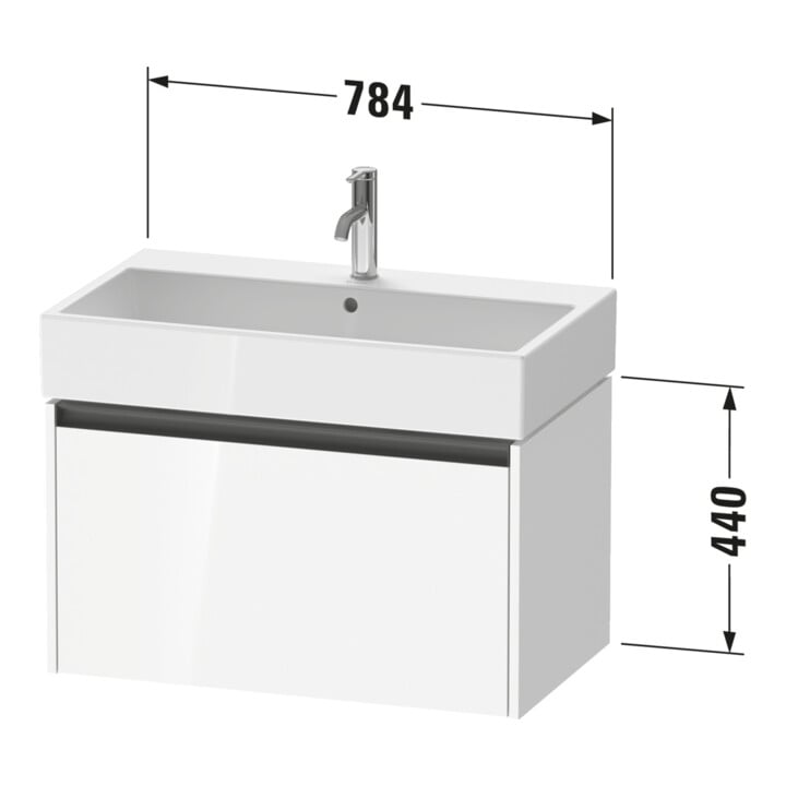 Duravit Waschtischunterschrank Ketho.2 78,4x46cm, bas. ma, 1 Ausz., wandhängend