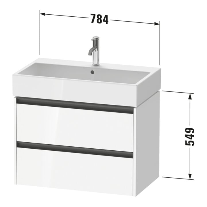 Duravit Waschtischunterschrank Ketho.2 78,4x46cm, graph ma, 2 Schub., wandhängend
