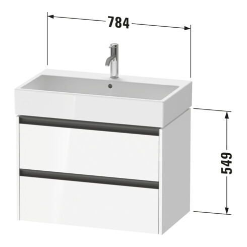 Duravit Waschtischunterschrank Ketho.2 78,4x46cm, we. matt, 2 Schub., wandhängend